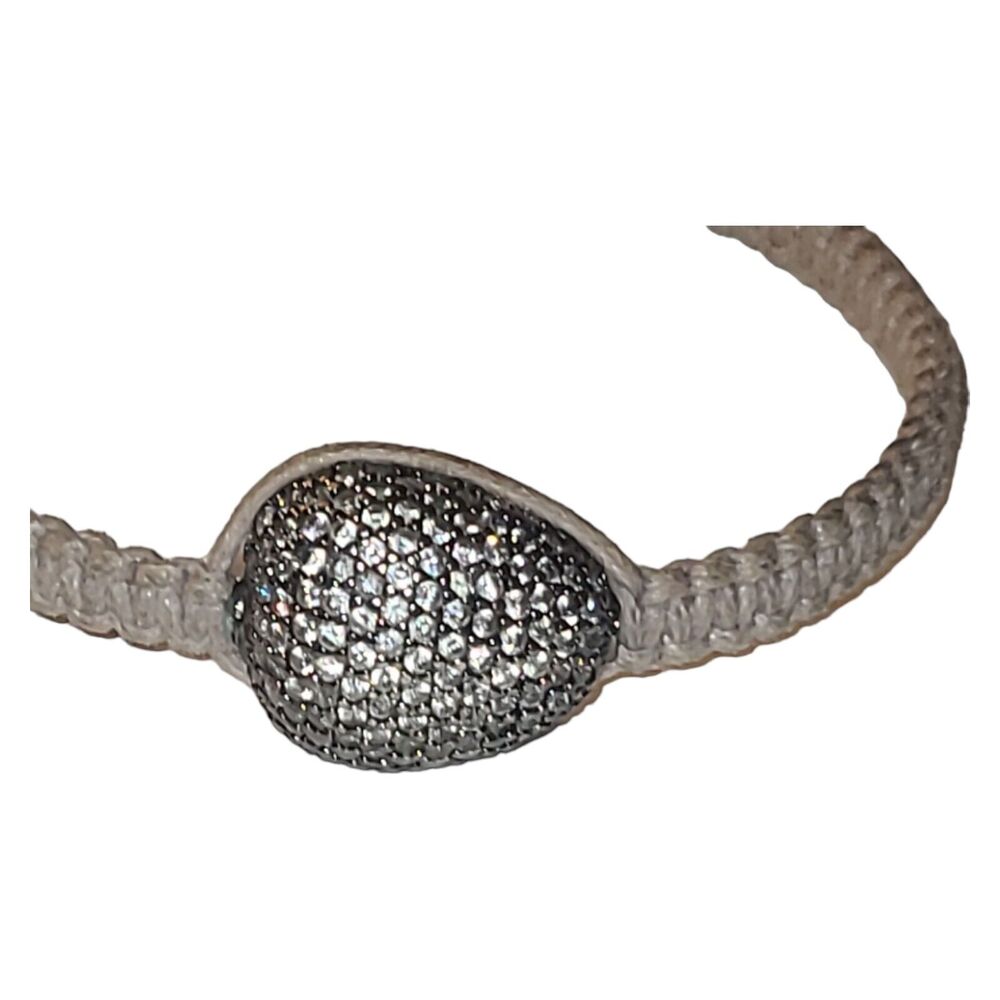 Micro‎ Pave CZ Pigeon Egg Bead Slide Bracelet - Picture 4 of 7
